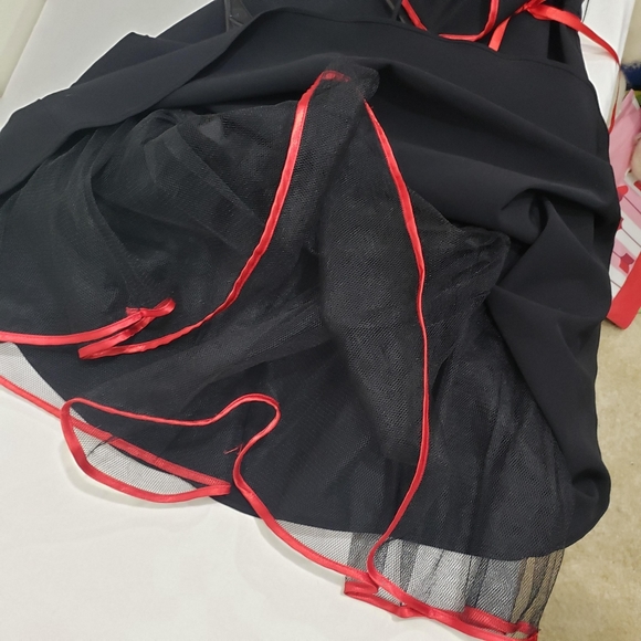 Taboo Dress with Red Satin Trim and tulle - Picture 5 of 8
